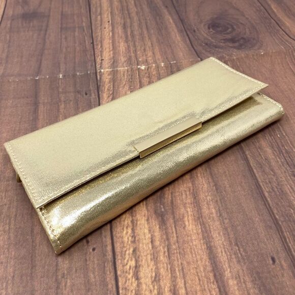 R.H. Macy & Co METALLIC GOLD JEWELRY Leather Necklace Holder CLUTCH 9 inch PL01 - Picture 2 of 7